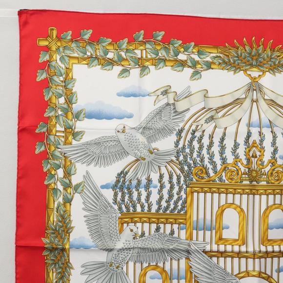 HERMES Carre 90 Scarf ""ENVOL"" Silk Red Auth ac3618 - Picture 2 of 16